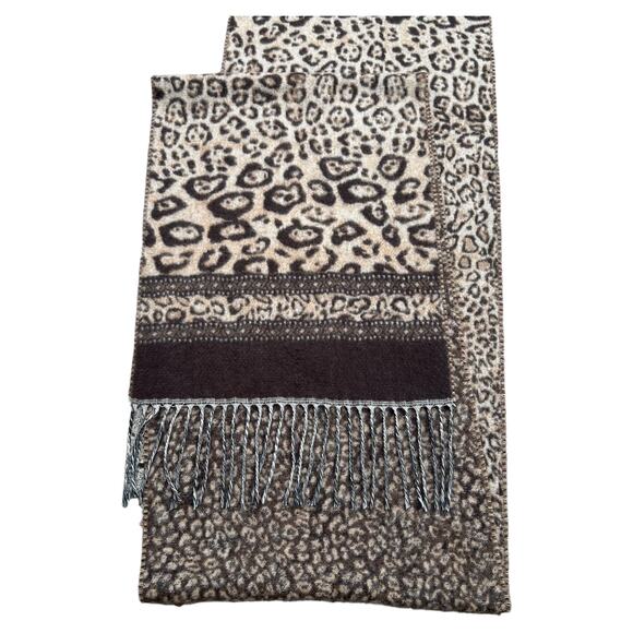 V.Fraas Cashmink Cheetah Fringe Scarf - Picture 3 of 4
